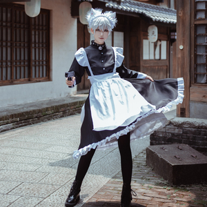 女装大佬cosplay服装黑白男女仆装长款咖啡厅洛丽塔伪娘装男仆cos