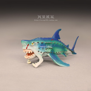 海洋世界魔兽模型 蓝色海洋怪兽怪物大鲨鱼 嘴巴可动摆件玩偶