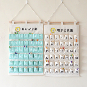 防水帆布幼儿园喝水记录袋 准确记录幼儿每天喝水的杯数 园所标配