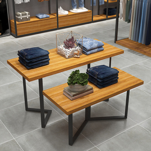 服装店中岛桌高低流水台展示台桌子中岛台展示桌木质摆台陈列道具