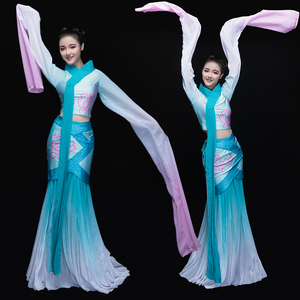 2018新款古典舞演出服装女中国风汉服表演服甩袖舞采薇舞蹈服水袖