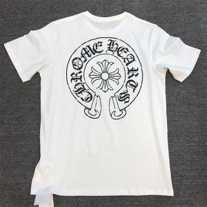 chrome hearts克罗心烫银马蹄十字架梵文印花休闲短袖男女宽松t恤