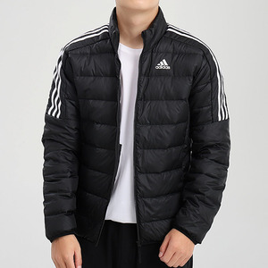阿迪达斯男子轻薄羽绒服休闲三道杠立领短2021包邮 gh4594 gh4589