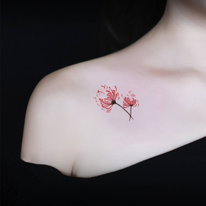 彼岸花纹身贴网红ins风防水女 性感锁骨小图案曼珠沙华纹身贴纸