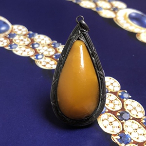 天然琥珀欧洲回流德国老蜜蜡水滴形满蜡吊坠古董珠宝首饰项链孤品