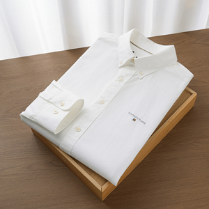 品牌撤柜剪标男士春季薄款长袖衬衫柔软舒适纯棉休闲透气白衬衫