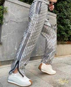 dior/迪奥 22ss新款老花满印字母logo侧边织带运动休闲裤男长裤女