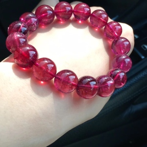 巴西老料大颗粒卢比来红碧玺单圈女款手链手串本命年宝石红12.2mm