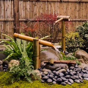 日式庭院造景布置户外惊鹿流水器循环水僧都竹筒竹子竹排整体家用