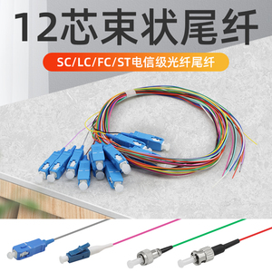12芯束状尾纤sc/lc/fc/st跳线光纤单模熔纤尾纤线集束单头尾