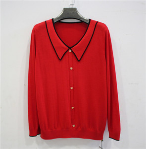 格莱蒂尔gm-133096女天丝毛衣2021春新款休闲显瘦翻领套头针织衫