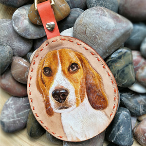 原创手绘纯皮皮雕个性定制包包挂件钥匙扣汽车装饰挂件宠物定制礼