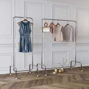 服装店陈列架男女装落地式可移动展示架不锈钢衣服货架定制挂衣架