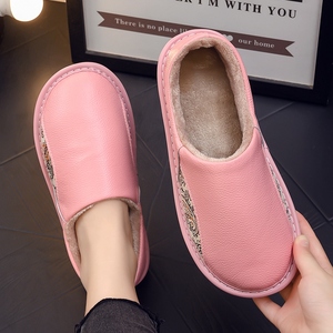 秋冬季厚底棉拖鞋女包跟真皮家居包脚跟带后跟室内家用防滑保暖男