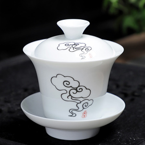 盖碗茶杯大号单个三才泡茶碗青花瓷泡茶碗白瓷家用办公敬茶功夫茶