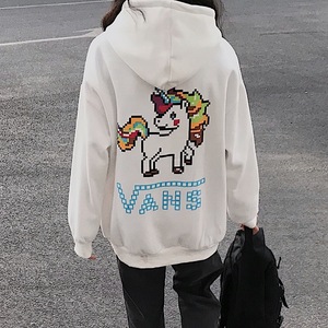 vansストア 秋冬款 经典马赛克独角兽连帽毛圈卫衣 男女情侣百搭
