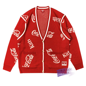 kith x coca-cola x m&n coke logo 可口可乐联名 开襟针织衫毛衣