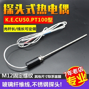 K型E热电偶pt100CU50探头式温度传感器热电阻WZP-187测温线温度计