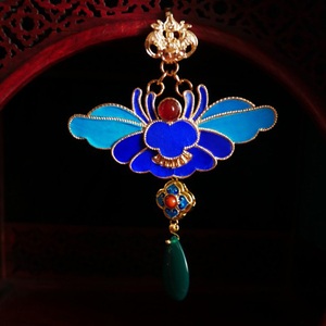 mj155鹅毛仿点翠胸针 小牡丹旗袍汉服领口扣古风配饰故宫礼物古典