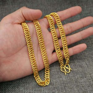 仿真金黄金项链男士纯金马鞭链霸气老板链粗坦克链9999足金包足银