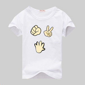 男童女童演出服表演服 石头剪刀布图案 儿童纯棉短袖t恤