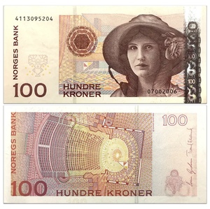 【欧洲】挪威100克朗 纸币 2010年版 全新unc