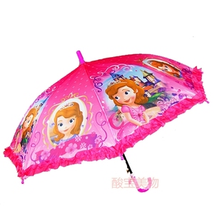批 发女孩宝宝幼儿园印刷广告伞公主花边儿童雨伞sofia苏菲亚公主