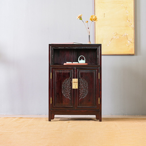 红木家具茶水柜赞比亚血檀餐边柜轻奢储物实木中式玄关柜子万历柜