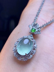 高冰晴底翡翠蛋面缅甸天然a珠宝玉石冰种吊坠玉首饰平安镶嵌正品