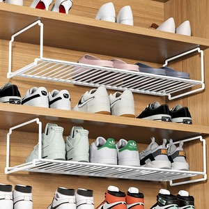 鞋柜分层鞋架衣柜隔板可伸缩下挂式鞋子托收纳玄关双层托架万能板