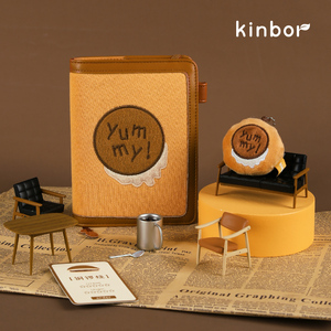 Kinbor铜锣烧手账套装刺绣布面少女笔记本手帐礼盒可爱日程方格A6