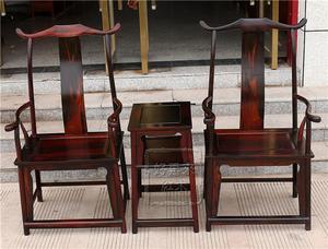 红木老挝大红酸枝木官帽椅三件交趾黄檀中式榫卯结构四出头办公椅