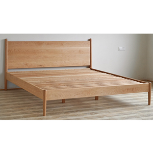 壹合立春双人床实木框架结构北美樱桃木黑胡桃木原木日系简约床