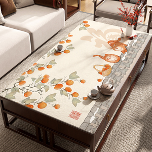 新中式客厅茶几垫防水防油免洗桌布隔热餐桌垫轻奢高级感实木桌垫