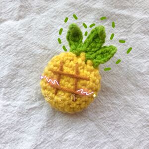 纯手工钩针编织菠萝发夹 儿童女宝宝发饰水果胸针毛线diy发圈头绳