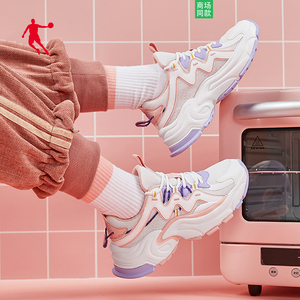 乔丹aj34女鞋新款樱花粉色运动鞋女网面厚底学生透气椰子鞋老爹鞋