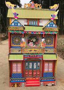 折叠竹架灵屋丧事烧纸纸活纸房白事冥屋冥房折叠别墅纸扎厂家直销