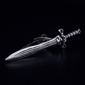 斯巴达 暗黑之魂双刃剑 领夹领带夹 古银系列 镀银版 男士男式