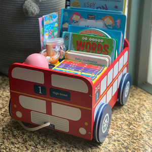 儿童玩具收纳盒卡通积木储物箱拖车带轮子手拉车小汽车玩具收纳车