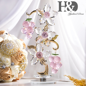 H&D 水晶工艺品 葡萄摆件 水晶花朵家居创意装饰品礼品 可旋转