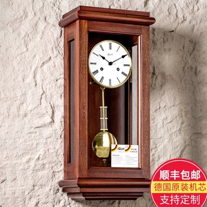 欧式挂钟钟表客厅实木德国机芯机械报时时钟家用装饰挂表HP0122