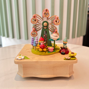 台湾jeancard森活木质圣诞节结婚蛋糕有趣旋转音乐盒八音花仙子生