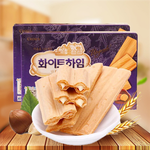 韩国crown可瑞安奶油142g进口办公室休闲零食品榛子夹心威化饼干