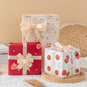 礼物包装纸牛皮包书纸可爱ins风书皮纸高级感大尺寸手工diy红色礼品纸