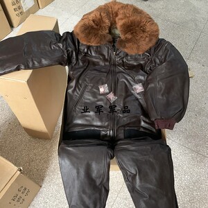 3512 59冬季飞行员皮服 飞行员皮服加厚保暖皮衣夹克男士貉绒毛领
