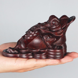 黑檀木雕三足金蟾摆件家居办公室红木木头金蝉金蟾蜍实木质工艺品