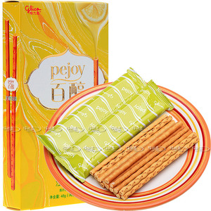 【满60包邮】格力高glico百醇柠檬挞味装饰手指注心饼干棒48g盒装