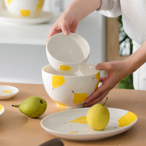 北欧陶瓷碗盘家用餐具ins风浮雕碗碟杯子套装米饭碗牛排西餐鱼盘