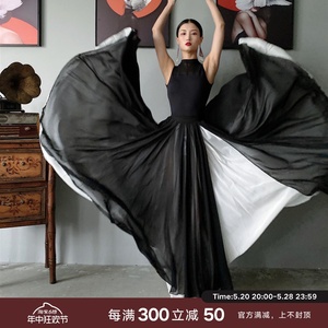 WYZ盖盖 这就是街舞 盖盖卷珠帘中国风雪纺裙子水墨风套裙表演服