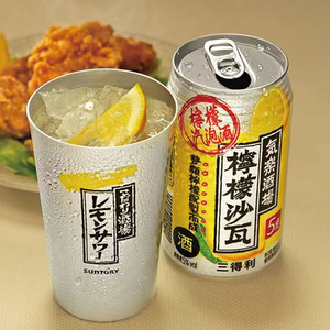 日本进口三得利日式精致酒场酒屋杯子专用柠檬苏打酒水杯银色嗨棒